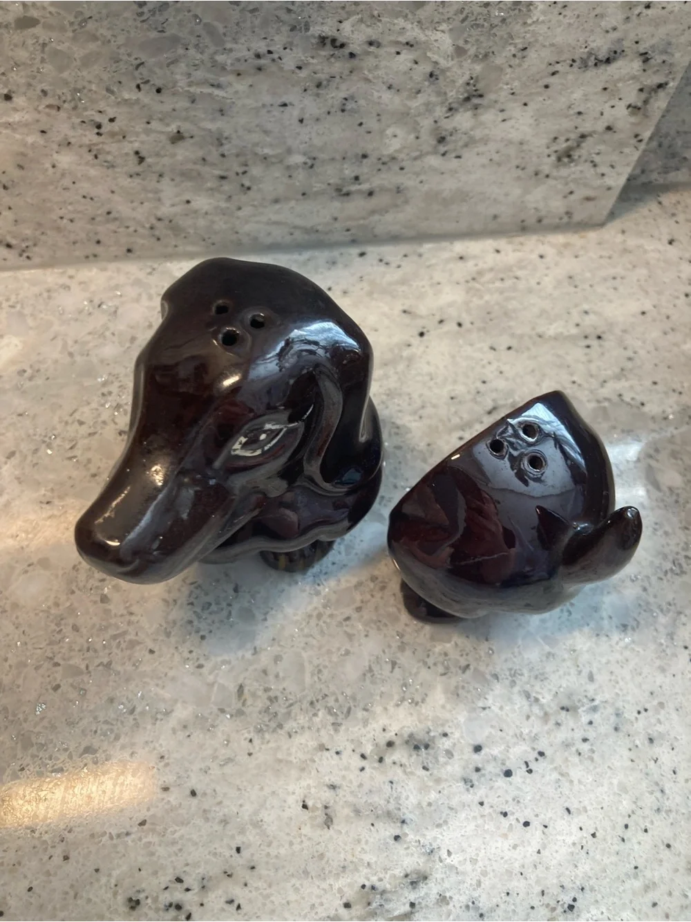 Ceramic Dachshund Salt and Pepper Shaker Set - Brown